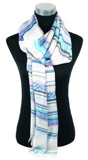 Bufanda de Lujo Estilo Ibiza Plata/Azul/Salmón (1 ud.)