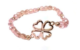 Pulsera Estilo Ibiza Rosa Trébol - Elástica (1 ud)