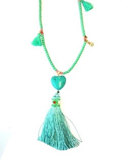 Collar de Turquesa con Corazón Estilo Ibiza (1 ud.)