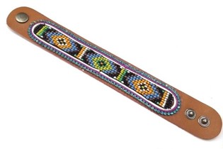 Pulsera de Cuero Azteca Estrás Azul (1 ud.)
