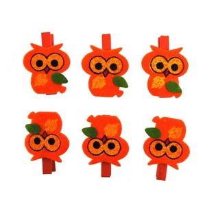 Pinzas decorativas de 6 piezas - Modelo: Búho (24 sets)