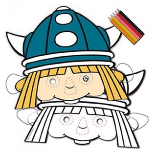 8 Máscaras para colorear VICKY EL VIKINGO + Lápices (12 uds.)