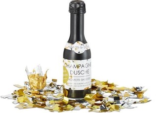 Cañón de confeti botella de champán 31 cm – Plata y oro (4 uds.)