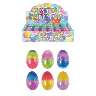 HUEVO DE PLASTILINA CON PURPURINA EN DISPLAY (24 uds)