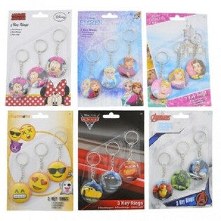 MIX Llaveros DISNEY Pack de 3 en Tarjeta (24 Tarjetas x 3 uds)