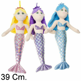 Gran muñeca sirena de peluche 39 cm - Colores surtidos (12 uds.)
