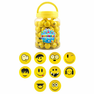 Pelotas Saltarinas Smiley Funny Faces Ø3,3cm en Bote (72 uds.)
