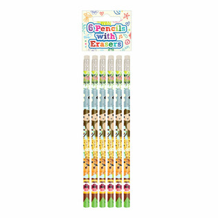 Set de Lápiz con Borrador de Animales de la Selva (6 piezas) - Expositor (24 sets)