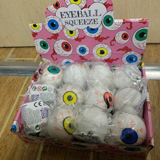 Pelotas antiestr&eacute;s Squeeze Eyeball en expositor (12 unidades)