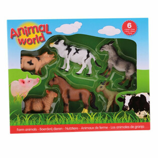 ANIMAL WORLD - JUEGO DE 6 FIGURAS DE ANIMALES DE LA GRANJA (1 ud.)