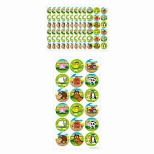 PEGATINAS DIVERTIDAS - ANIMALES DE LA GRANJA - 18 PEGATINAS POR HOJA (10 uds)