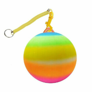 PELOTA ARCO&Iacute;RIS CON CUERDA / PELOTA BUNGEE &Oslash;23 cm (10 uds.)