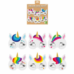 ECO-FRIENDLY - MÁSCARAS DE PAPEL DE UNICORNIO (12 unidades)