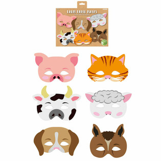 Máscaras de Animales de Granja ECO FRIENDLY de Papel - 12 Unidades