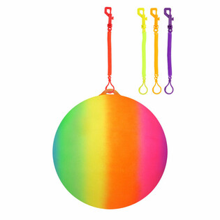 PELOTA ARCOÍRIS CON CUERDA / PELOTA BUNGEE Ø23 Cm (24 uds.)