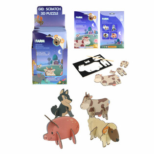 EXPOSITOR PUZZLES 3D RASCABLES - ANIMALES DE GRANJA (18 unidades)