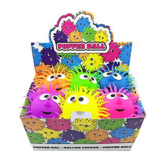 PELOTA PUFFER CON OJOS - 13CM - EN EXPOSITOR (12 uds.)