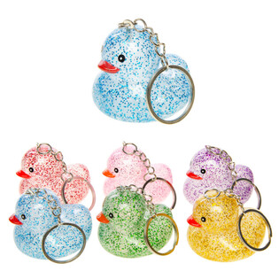 Llaveros de Patito con Purpurina - Colores Mezclados (12 unidades)