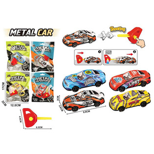 COCHE DE METAL LANZADOR CON LLAVE - EN BOLSA DE REGALO - MIX COLORES (24 uds.)