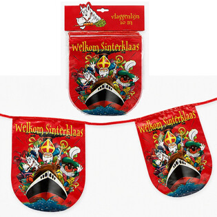 SINTERKLAAS - GUIRNALDA DE BANDERINES « WELKOM SINTERKLAAS » - LONGITUD: 10 Metros (6 uds.)